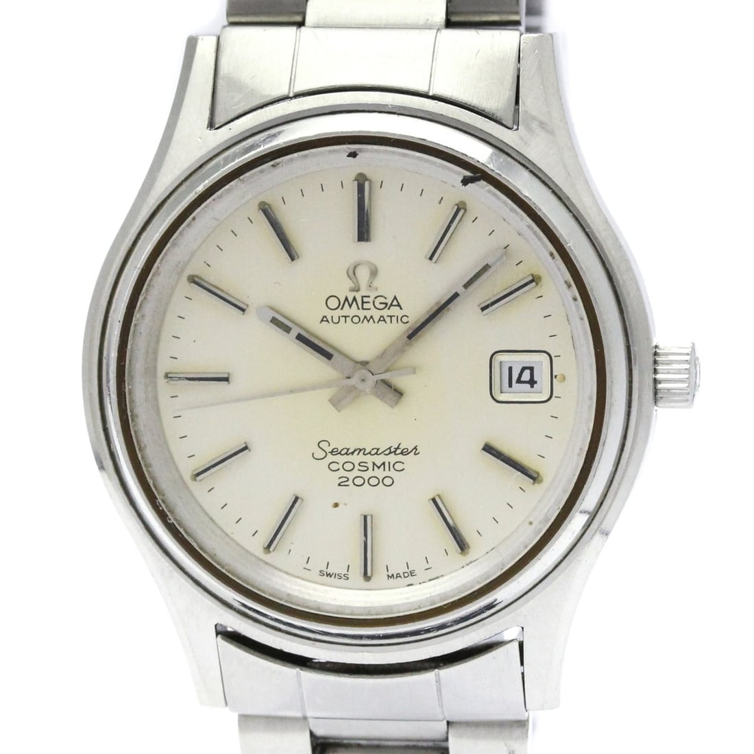 OMEGA Seamaster Cosmic 2000 Cal 1012 Automatic Watch 166.128: --- Catalog ---Category: SizeCase Diameter: 38mm / 1.5''Category: DesignType: WristwatchStyle: Dress/FormalGender: MenColor (Dial): SilverMaterial (Band): Stainless steelMaterial (Case): Stainless ste