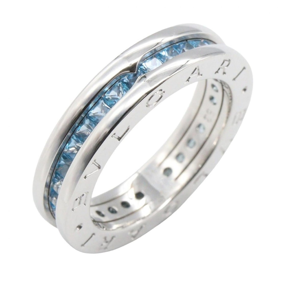 BVLGARI B-zero1 Ring, Blue Topaz, 1-Band 18KWG (White Gold), Men's/Women's, Silver Tone (1 of 14)