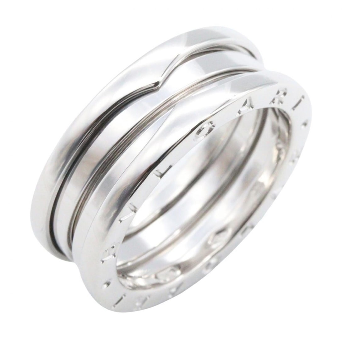 BVLGARI B-zero1 Ring, 3-band ring, 18KWG (white gold), men's and women's, silver-toned. (1 of 18)