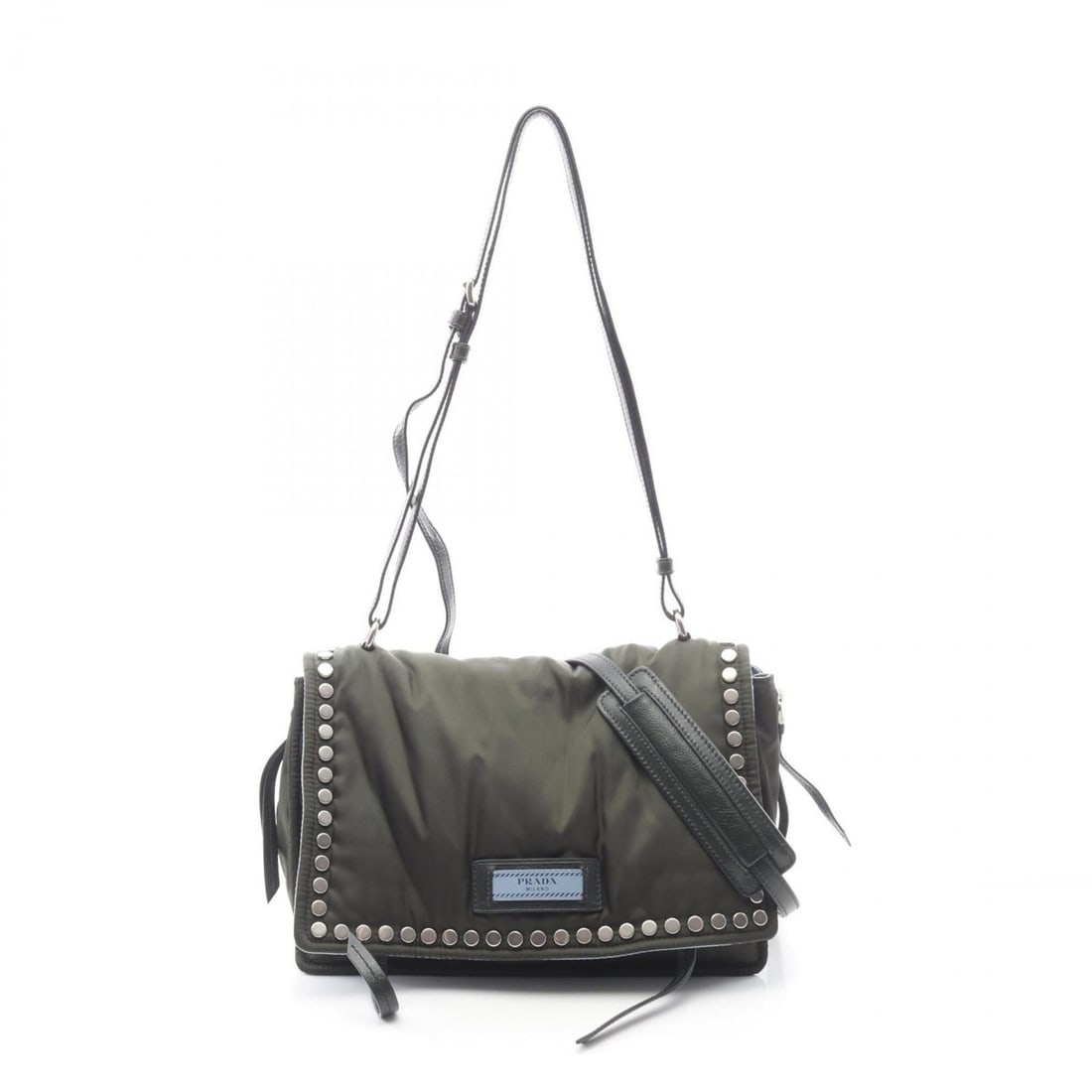 Prada TESSUTO Shoulder Bag/Handbag, Nylon and Leather, Women's, Khaki, 1BD081: --- Catalog ---Category: SizeSize (HxWxD): 17.5cm x 28cm x 12cm / 6.88'' x 11.02'' x 4.72''Category: DesignType: Handbag, Shoulder bagColor: KhakiGender: WomenMaterial: Nylon , Leather Category: Gener