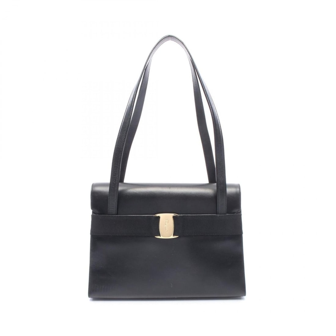 Salvatore Ferragamo Vara Ribbon Shoulder Bag Handbag Leather Women's Black BK-21 7675 (1 of 11)
