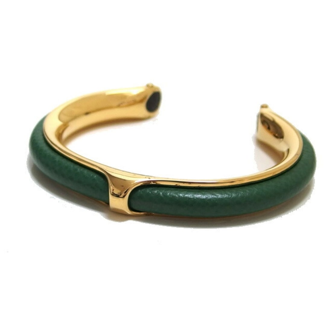 Hermes Oval Leather Combination Bangle, Gold x Green: --- Catalog ---Category: SizeLength: 16cm / 6.29''Category: DesignType: BangleColor: Gold, GreenGender: WomenMaterial: Gold plating, LeatherCategory: GeneralBrand: Hermes--- Item List ---Section: