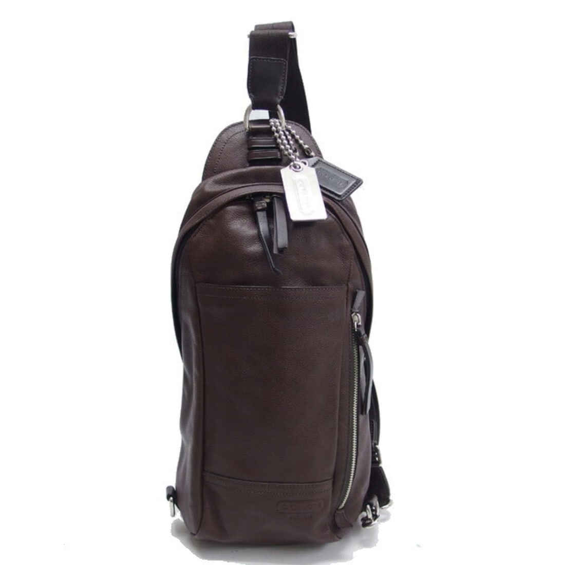 Coach Thompson Convertible Sling Pack 70617: --- Catalog ---Category: SizeSize (HxWxD): 43cm x 19cm x 9cm / 16.92'' x 7.48'' x 3.54''Category: DesignType: Shoulder bag, Sling bagColor: Dark brownGender: MenMaterial: Leather Leather/Fur Type: Emb