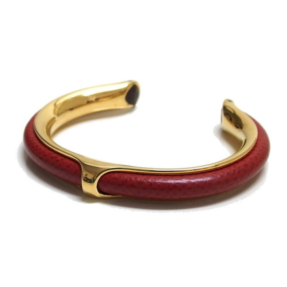 Hermes Oval Leather Combination Bangle, Gold x Red (1 of 11)