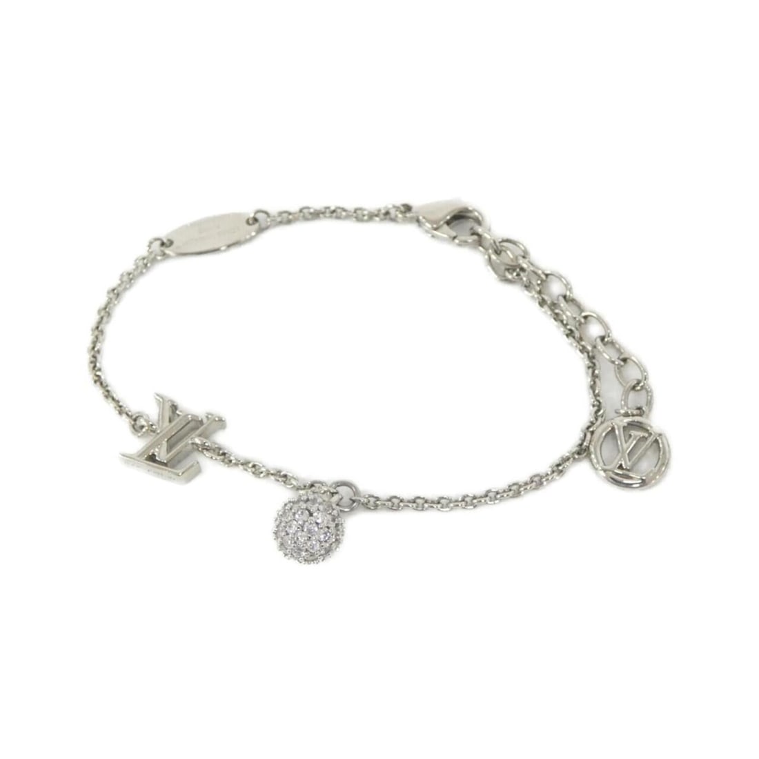 Louis Vuitton Bracelet LV Iconic Louisa Strass M1808A: --- Catalog ---Category: SizeLength: 16cm - 19.5cm / 6.29'' - 7.67''Category: DesignType: Charm braceletColor: SilverGender: WomenCategory: GeneralMPN: M1808ABrand: Louis Vuitton--- Item List ---Secti