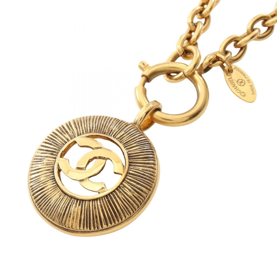 Chanel Coco Mark Necklace, Gold Plated (GP), Women's, Tone: --- Catalog ---Category: SizePendant Size: 40mm x 30mm / 1.57'' x 1.18''Neck Circumference: 58 cm / 22.83''Category: DesignColor: GoldGender: WomenMaterial: Gold platingNecklace Type: NecklaceCategory