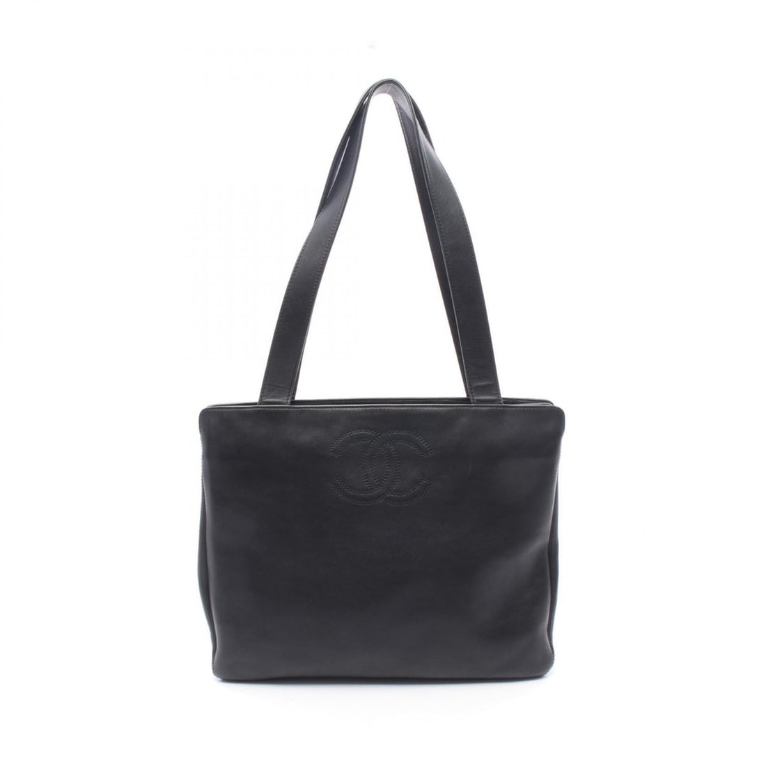 Chanel Coco Mark Tote Bag Handbag, Lambskin Leather, Women's, Black (1 of 12)