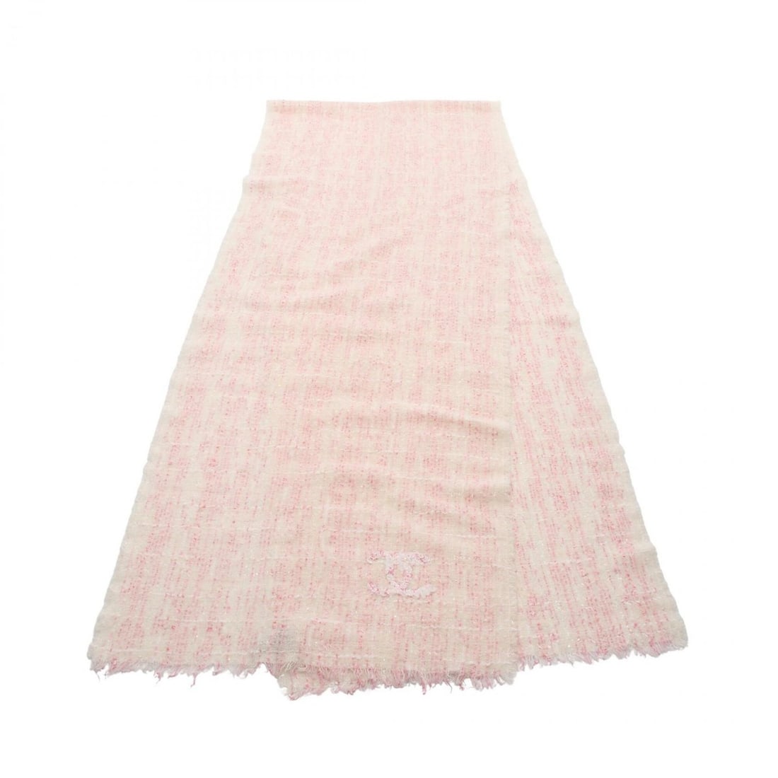 Chanel Coco Mark Sequin Scarf, Clothing, Wool, Nylon, Cashmere, Women's, Ivory/Pink: --- Catalog ---Category: SizeSize (LxW): 2.25m x 46cm / 88.97'' x 18.11''Category: DesignType: StoleColor: Ivory, PinkGender: WomenMaterial: Wool , Nylon , Cashmere Category: GeneralBrand: Chanel--- I