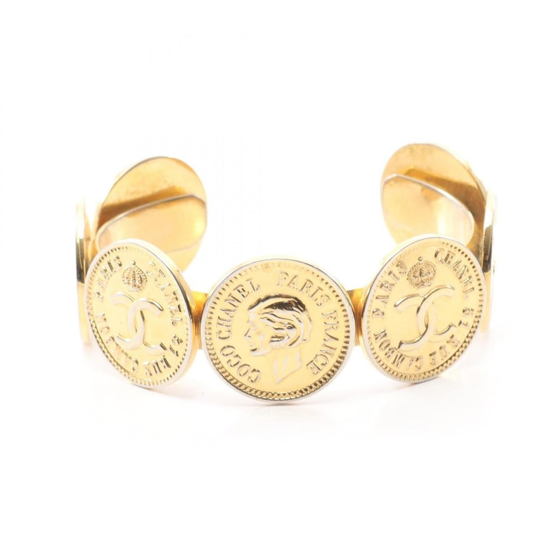Chanel Coco Mark Coin Bangle Accessory, Gold Plated (GP), Women's, Tone (1 of 15)