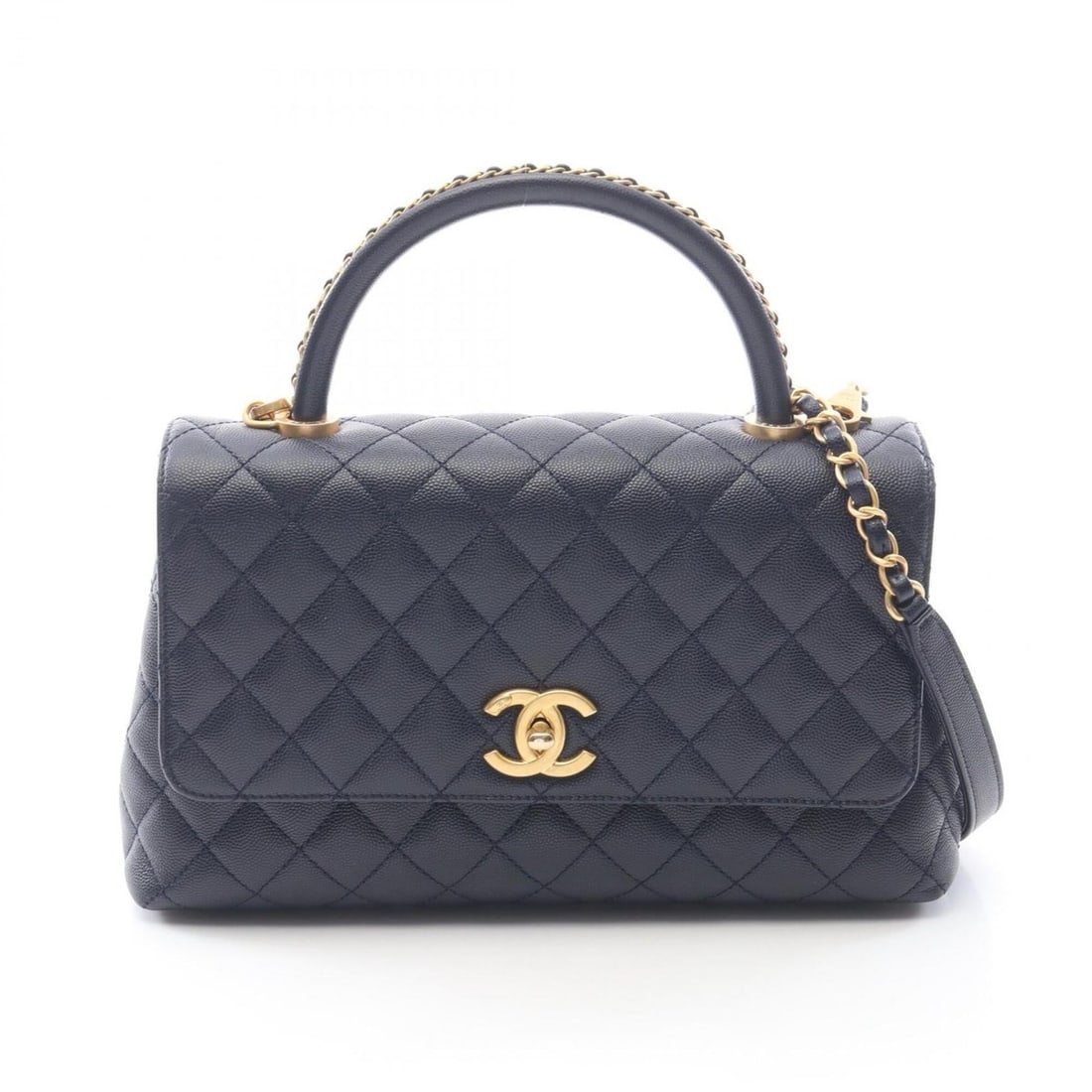 Chanel Coco Handle 29 Top Flap Handbag, Matelassé 2-Way Caviar Skin (Grained Calfskin), Women's,: --- Catalog ---Category: SizeSize (HxWxD): 17cm x 28cm x 11cm / 6.69'' x 11.02'' x 4.33''Category: DesignType: HandbagColor: NavyGender: WomenMaterial: Grained Calfskin Category: GeneralMPN: A92991Bra