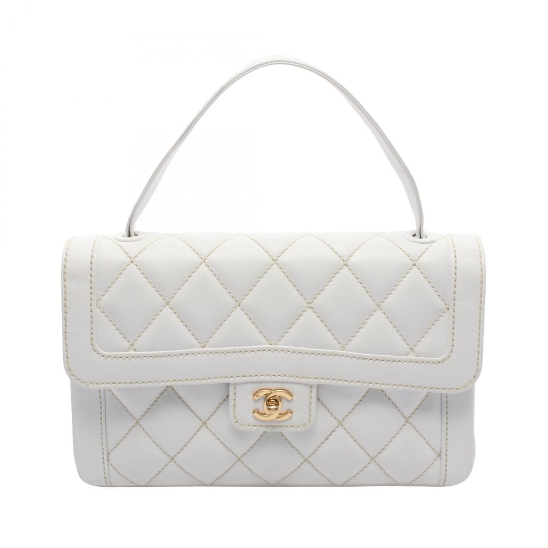 Chanel Wild Stitch Top Handle Handbag, Leather, Women's, White: --- Catalog ---Category: SizeSize (HxWxD): 20cm x 30.5cm x 7cm / 7.87'' x 12'' x 2.75''Category: DesignType: HandbagColor: WhiteGender: WomenMaterial: Leather Category: GeneralBrand: Chanel--- Item Li