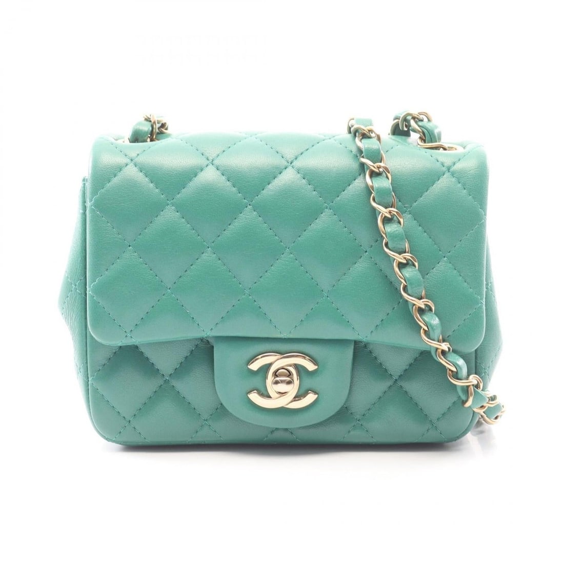 Chanel Mini Matelassé Shoulder Bag/Handbag, Lambskin Leather, Women's, Green (1 of 14)