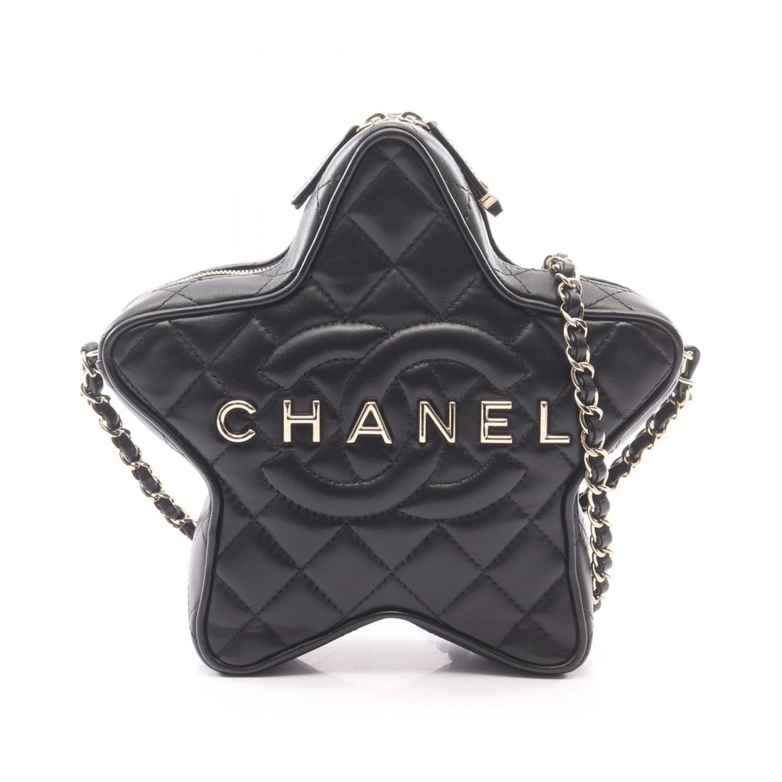 Chanel Matelassé Star-Shaped Shoulder Bag/Handbag, Lambskin Leather, Women's, Black (AS4579) (1 of 8)