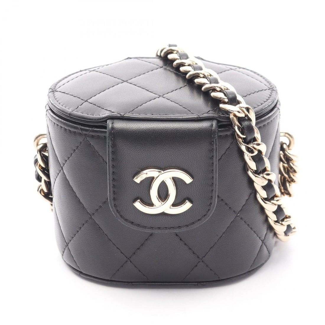 Chanel Matelassé Mini Vanity Shoulder Bag/Handbag, Lambskin Leather, Women's, Black (1 of 16)