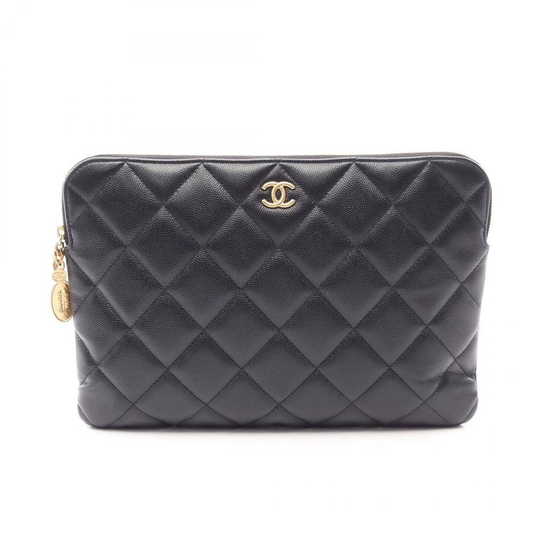 Chanel Matelassé Second Bag Clutch Handbag Caviar Skin (Grained Calf) Women's Black (1 of 11)