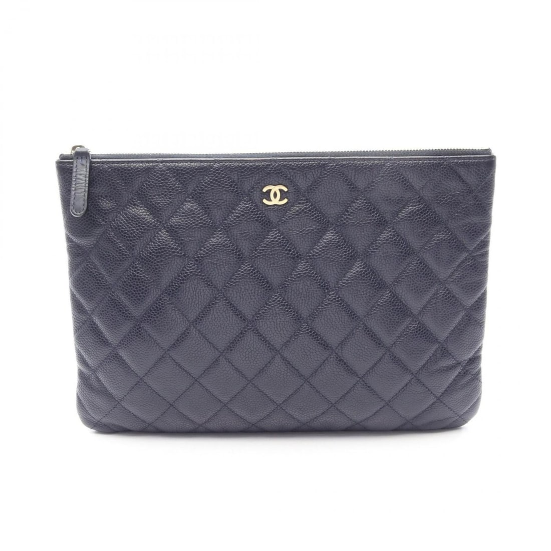 Chanel Matelassé Second Bag Clutch Handbag Caviar Skin (Grained Calfskin) Women's Navy (1 of 12)