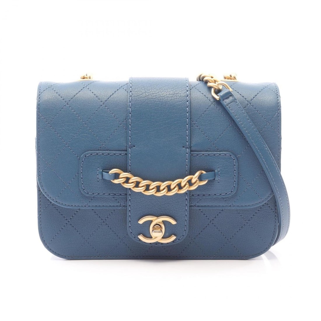 Chanel Matelassé Shoulder Bag/Handbag, Caviar Leather (Grained Calfskin), Women's, Blue (1 of 18)