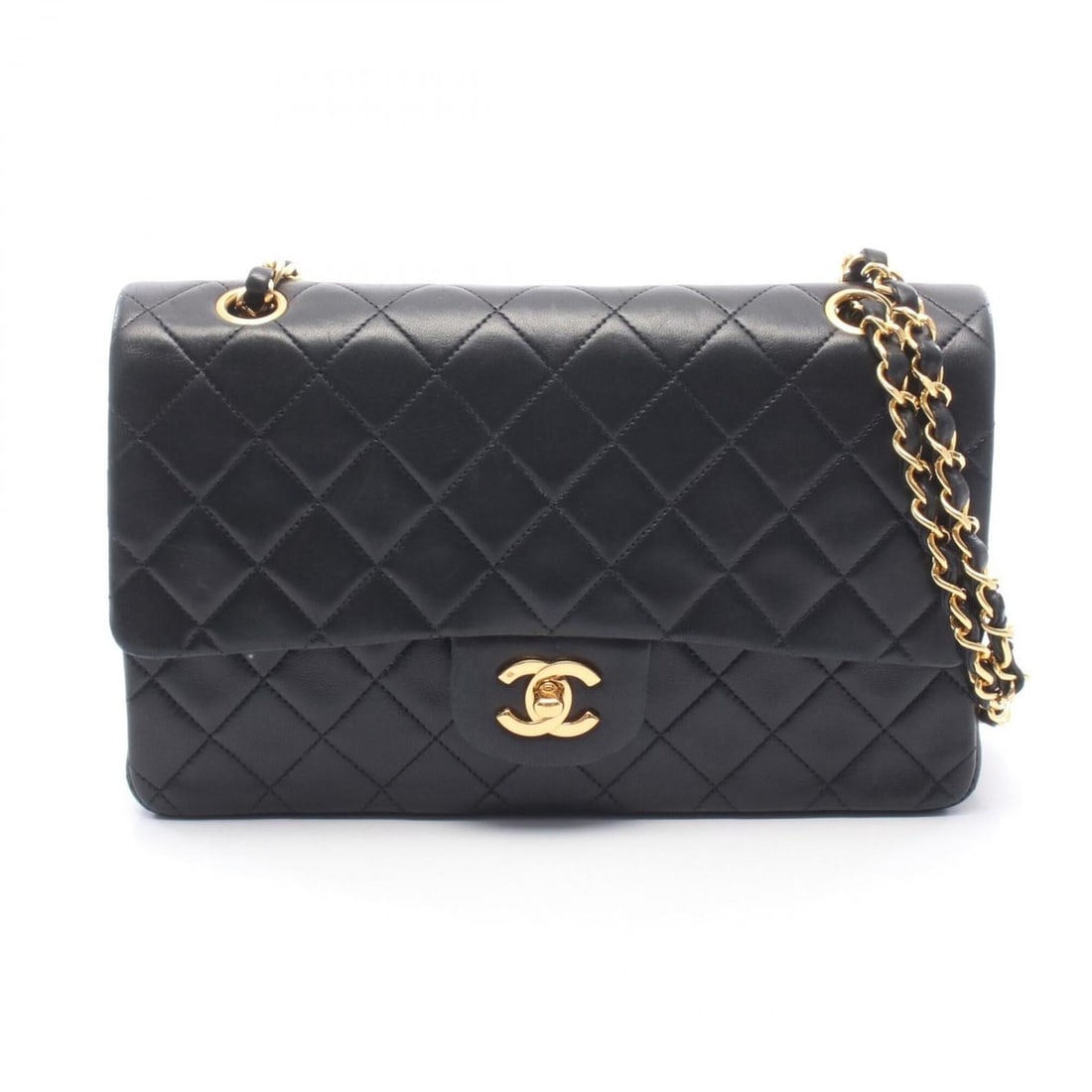 Chanel Matelassé Double Flap Shoulder Bag/Handbag, Lambskin Leather, Women's, Black (A01112): --- Catalog ---Category: SizeSize (HxWxD): 16cm x 25cm x 6.5cm / 6.29'' x 9.84'' x 2.55''Category: DesignType: Handbag, Shoulder bagColor: BlackGender: WomenMaterial: Leather Leather/Fur Type: Lambski