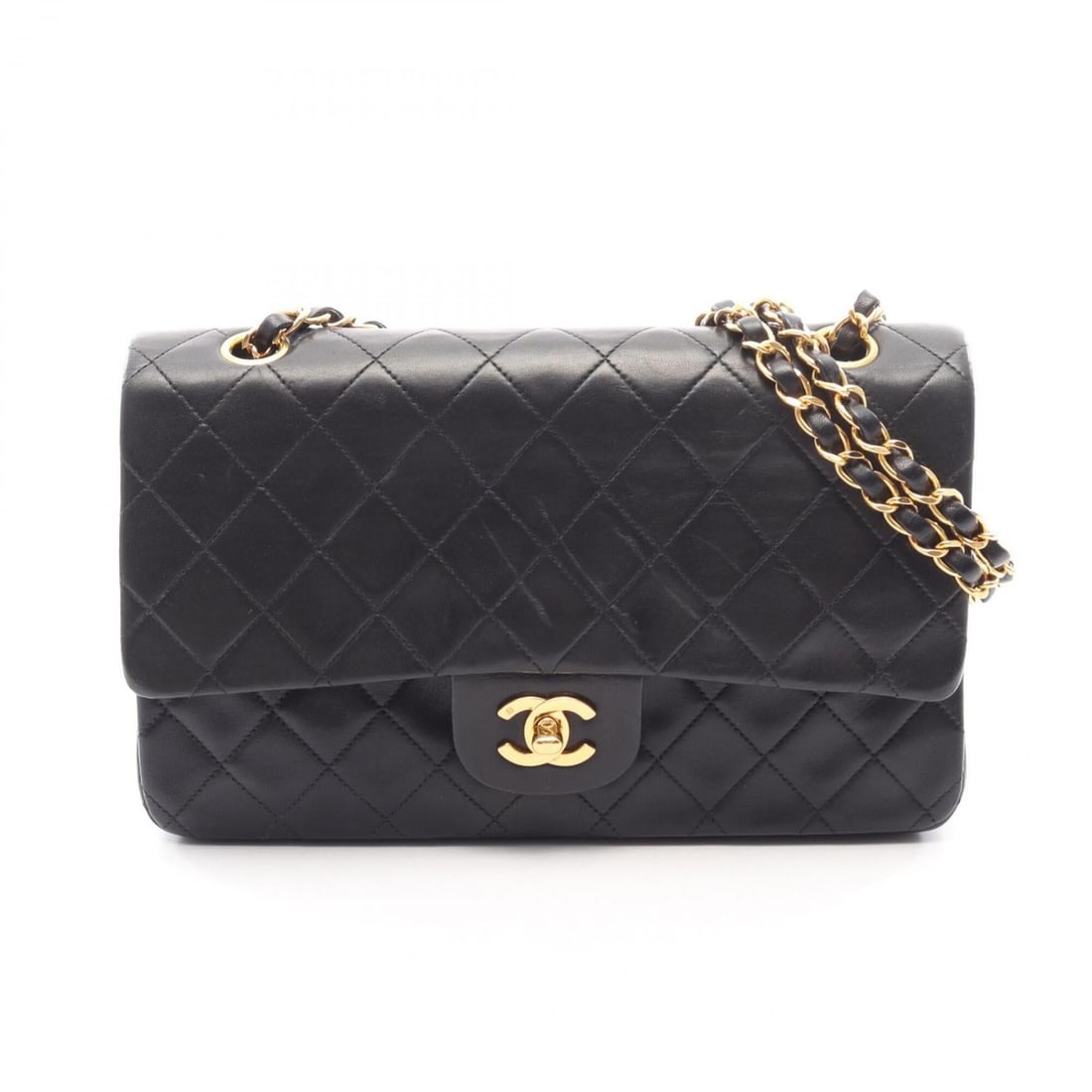 Chanel Matelassé Double Flap Shoulder Bag/Handbag, Lambskin Leather, Women's, Black: --- Catalog ---Category: SizeSize (HxWxD): 16cm x 25cm x 6.5cm / 6.29'' x 9.84'' x 2.55''Category: DesignType: Handbag, Shoulder bagColor: BlackGender: WomenMaterial: Leather Leather/Fur Type: Lambski