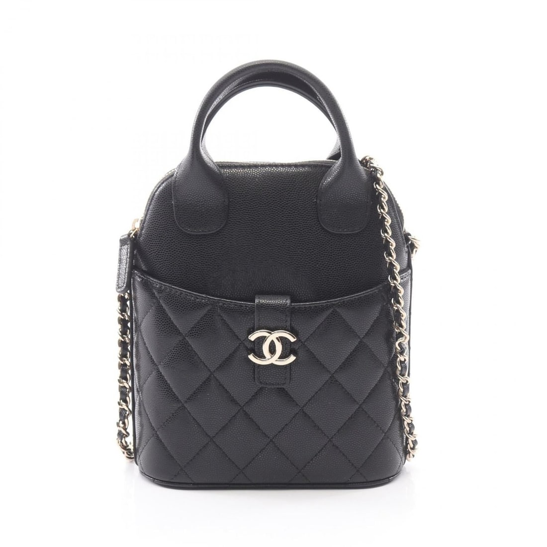 Chanel Matelassé 2-Way Shoulder Bag/Handbag, Caviar Leather (Grained Calfskin), Women's, Black (1 of 9)