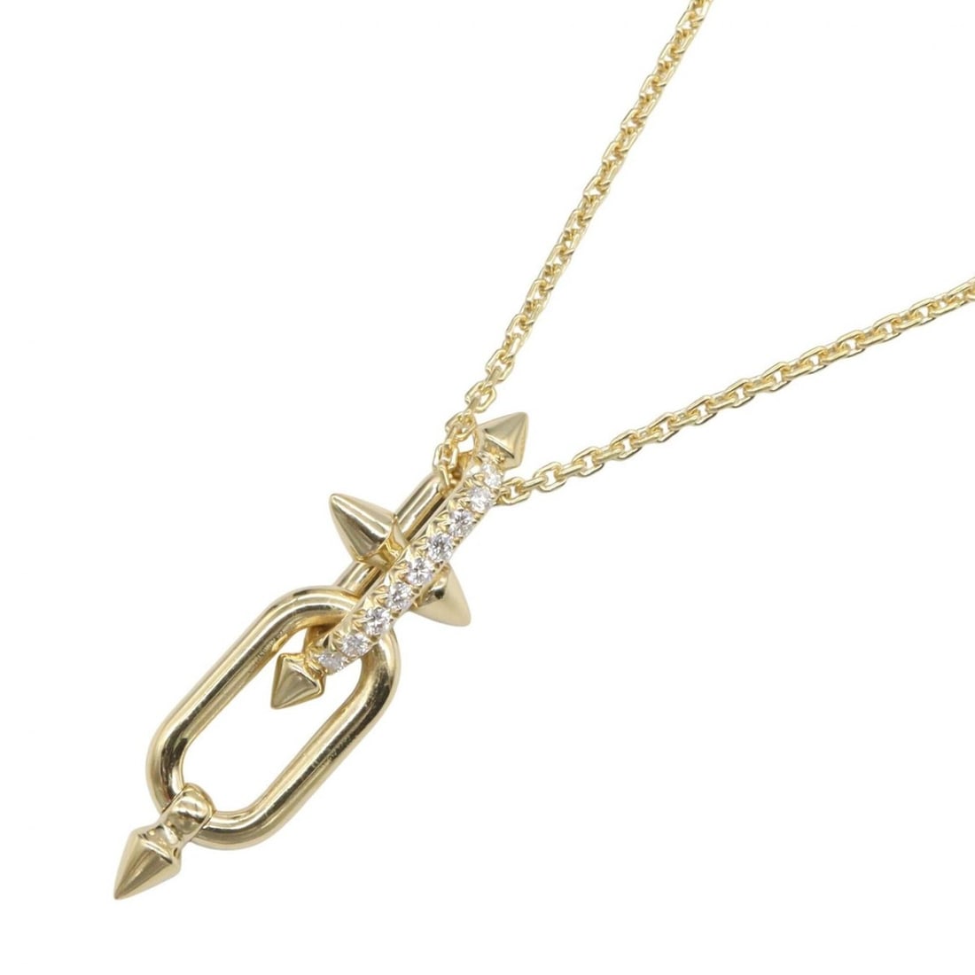 Tiffany & Co. Titan Diamond Necklace, 18K (Yellow Gold), Diamond, Women's, Gold Tone, Clear Tone: --- Catalog ---Category: SizePendant Size: 42mm x 13mm / 1.65'' x 0.51''Neck Circumference: 50.5 cm - 55.5 cm / 19.88'' - 21.85''Category: DesignColor: Clear, GoldGender: WomenMaterial: Yellow gold (1