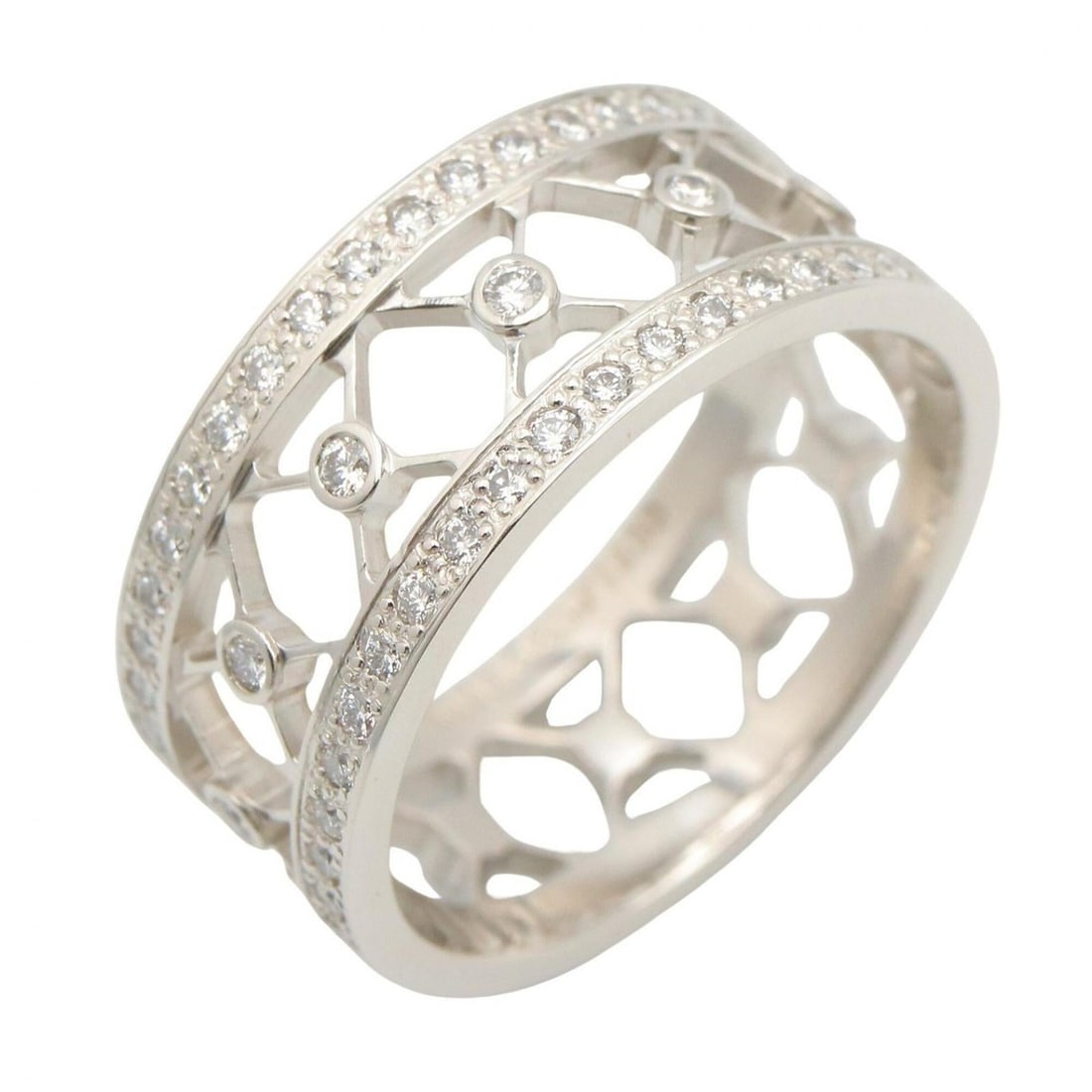 Tiffany & Co. Voile Diamond Ring - Platinum (Pt950) Women's Clear/Silver Tone: --- Catalog ---Category: SizeJP Size: 12US Size: 6.5Category: DesignType: Band ringColor: Clear, SilverStone: DiamondGender: WomenMaterial: Platinum 950Category: GeneralBrand: Tiffany--- Item List ---