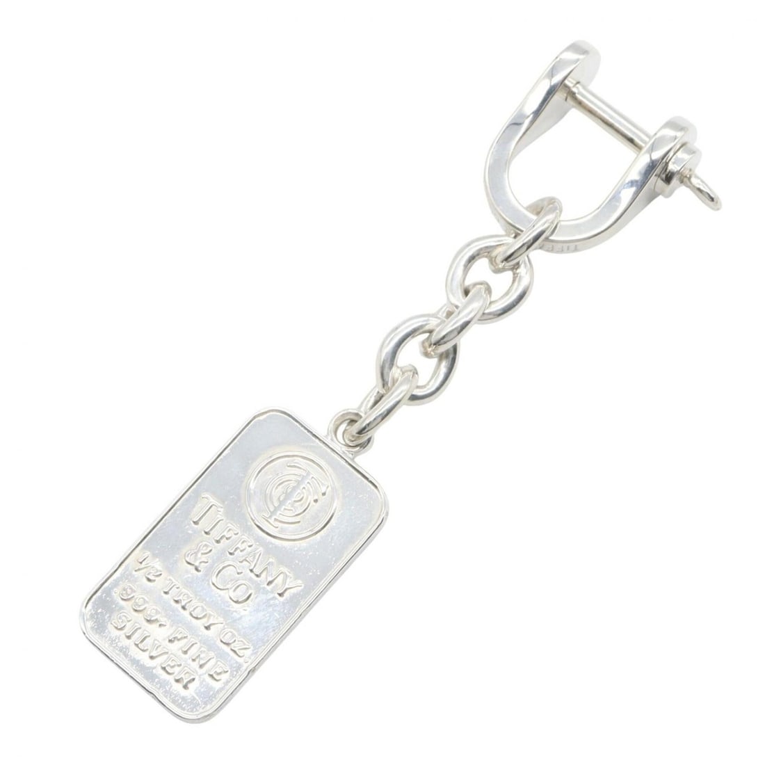 Tiffany & Co. Ingot Keychain Pendant Top Jewelry, Sterling Silver 925 (SV1000), Men's and Women's,: --- Catalog ---Category: SizePendant Size: 90mm x 20mm / 3.54'' x 0.78''Category: DesignColor: SilverGender: Men,WomenMaterial: Silver 925Necklace Type: PendantCategory: GeneralBrand: Tiffany--- Item 