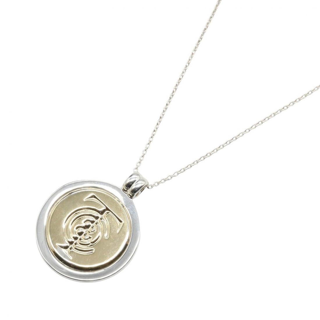 Tiffany & Co. T&C Coin Necklace, Sterling Silver 925, 18K Yellow Gold, Women's, Gold Tone, Tone: --- Catalog ---Category: SizePendant Size: 30mm x 24mm / 1.18'' x 0.94''Neck Circumference: 42 cm / 16.53''Category: DesignColor: Gold, SilverGender: WomenMaterial: Silver 925, Yellow gold (18K)Neckla