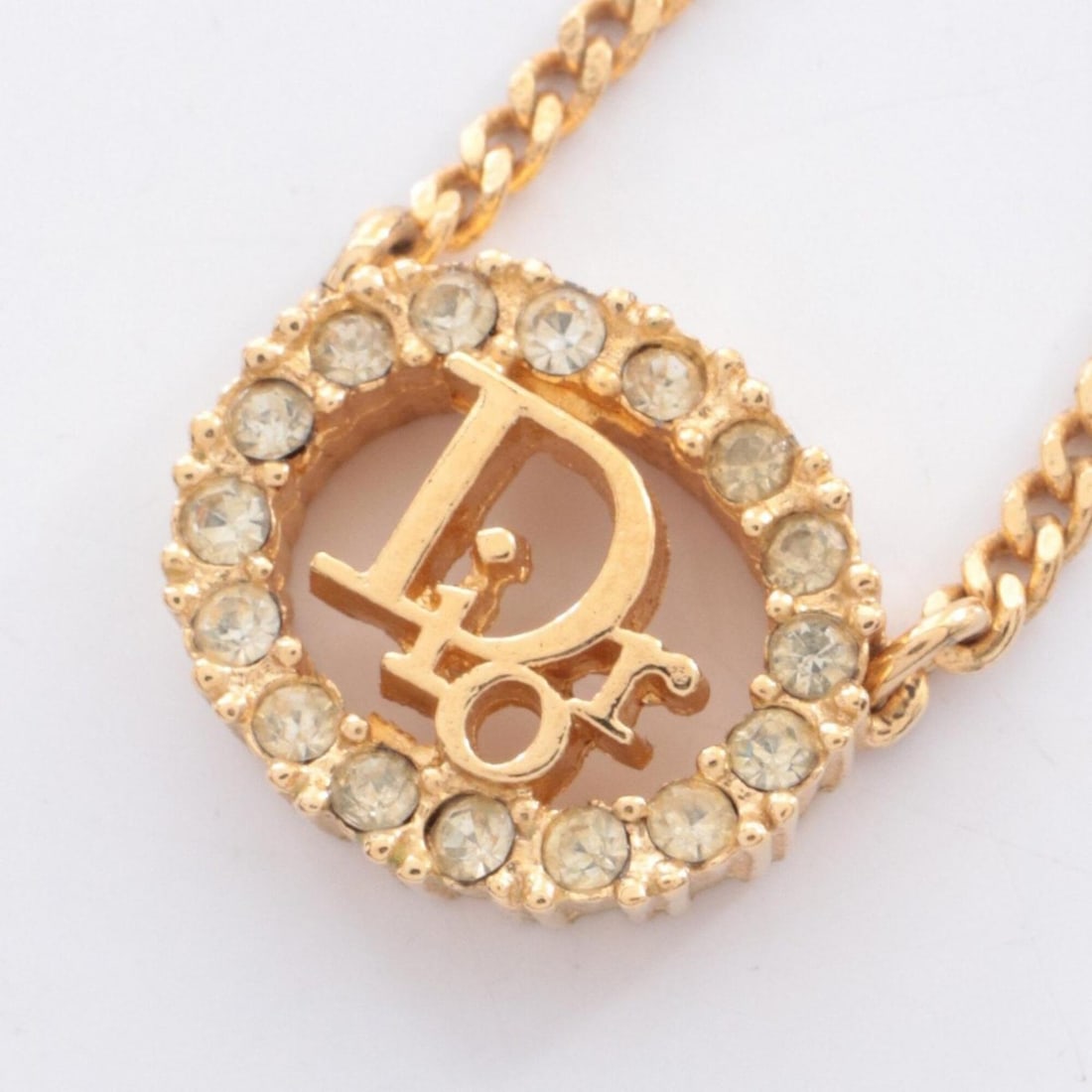 Christian Dior Dior Logo Necklace, Gold Plated (GP) Rhinestone, Women's, Tone, Clear Tone: --- Catalog ---Category: SizePendant Size: 13mm x 156mm / 0.51'' x 6.14''Neck Circumference: 38.5 cm - 43.5 cm / 15.15'' - 17.12''Category: DesignColor: Clear, GoldStone: RhinestoneGender: WomenMateri