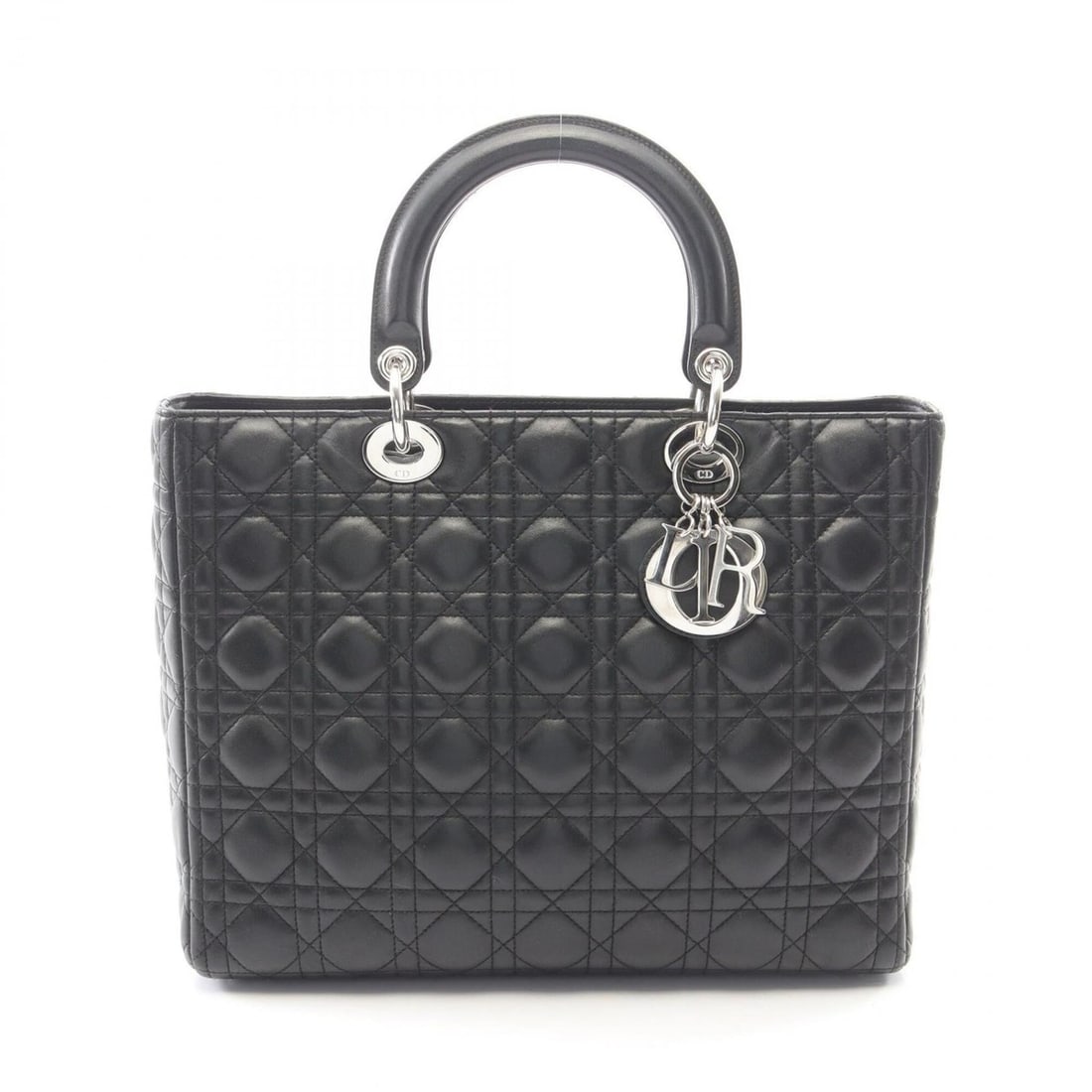 Christian Dior Dior Lady Large Cannage Handbag, Leather, Women's, Black (1 of 11)
