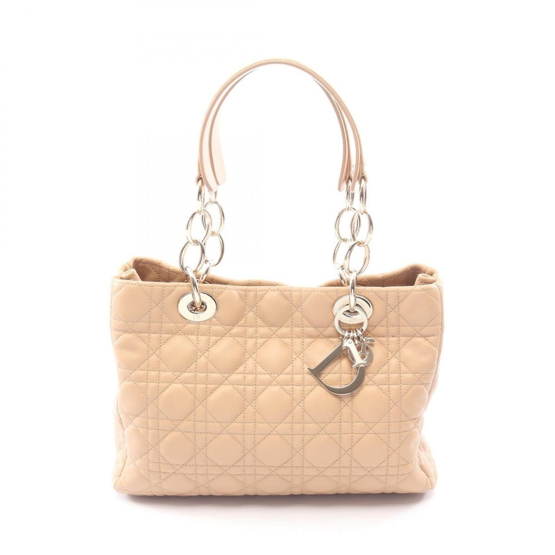 Christian Dior Dior Lady Cannage Handbag, Leather, Women's, Beige (1 of 11)