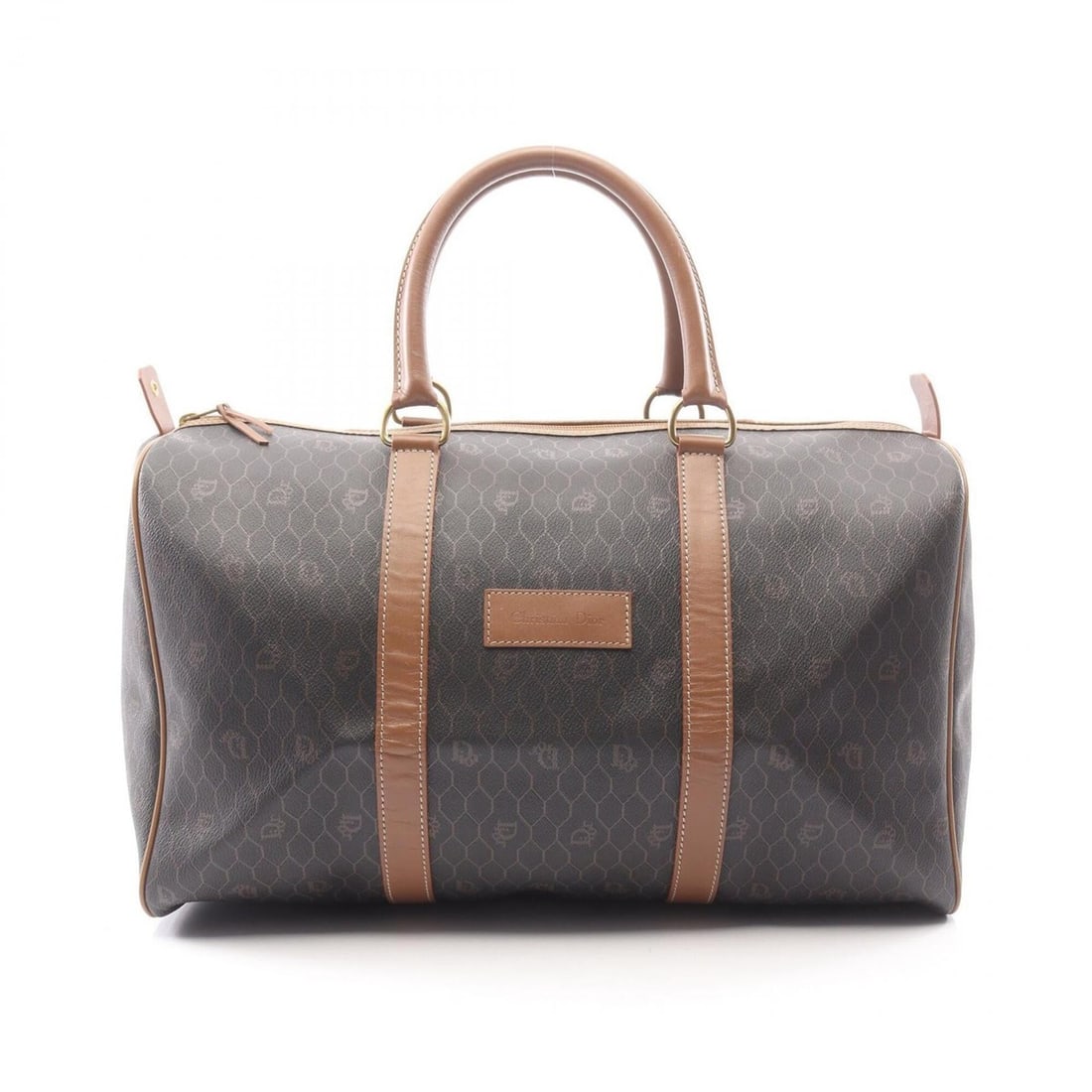 Christian Dior Dior Honeycomb Boston Bag Handbag, Coated Canvas Leather, Women's, Black/Brown: --- Catalog ---Category: SizeSize (HxWxD): 26cm x 43cm x 21cm / 10.23'' x 16.92'' x 8.26''Category: DesignType: Boston bag, HandbagColor: Black, BrownGender: WomenMaterial: Coated canvas , Leather Cat