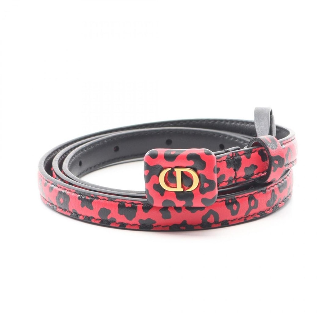 Christian Dior Dior CD logo belt, leather, women's clothing, red/black.: --- Catalog ---Category: SizeWidth: 1.2cm / 0.47''Length: 73cm - 83cm / 28.74'' - 32.67''Category: DesignType: Standard beltColor: Black, Red colorGender: WomenEmbellishment: AbrasionMaterial (Strap):