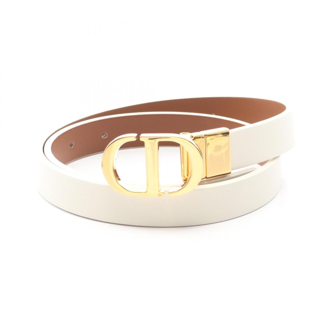 Christian Dior Dior CD logo belt, leather, women's clothing, white/brown.: --- Catalog ---Category: SizeWidth: 2cm / 0.78''Length: 65cm - 75cm / 25.59'' - 29.52''Category: DesignType: Standard beltColor: Brown, WhiteGender: WomenEmbellishment: AbrasionMaterial (Strap): Leath