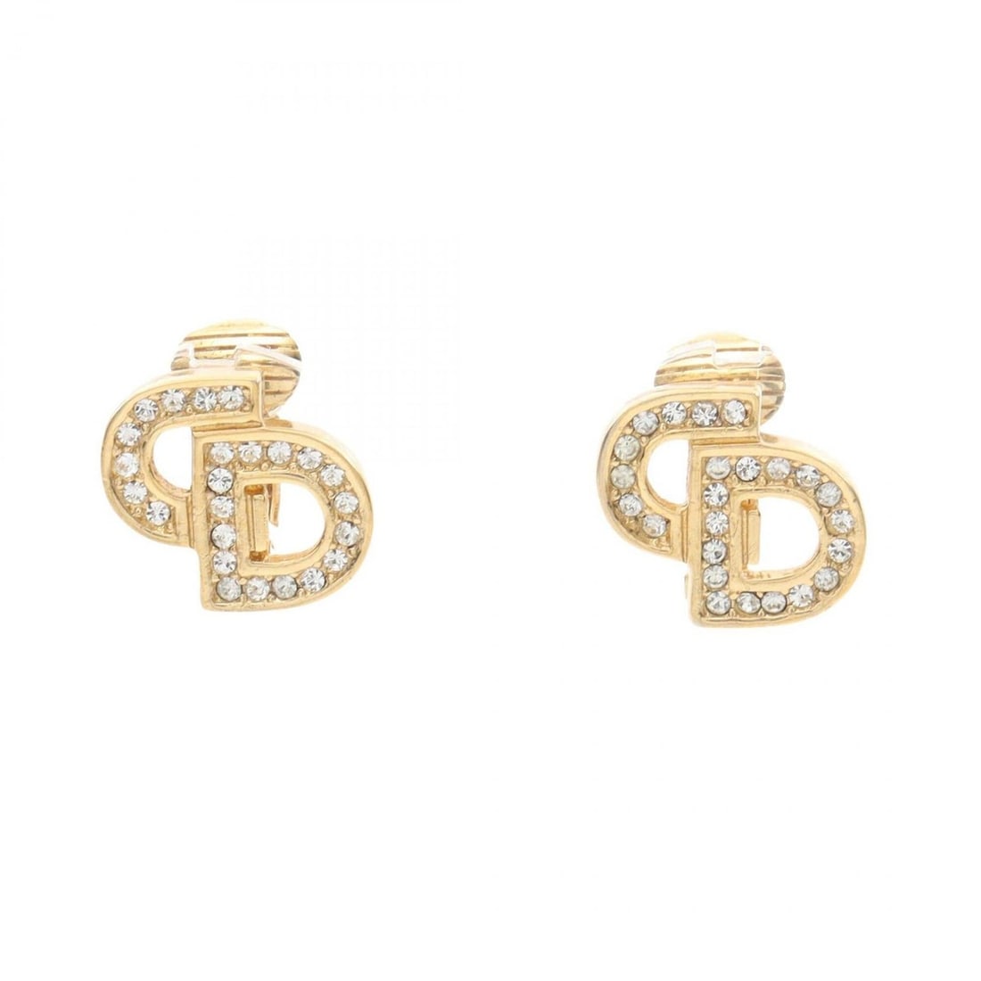 Christian Dior Dior CD Logo Earrings, Gold Plated (GP) Rhinestone Women's, Tone, Clear Tone: --- Catalog ---Category: SizeSize (HxWxD): 14.00mm x 15.00mm / 0.55'' x 0.59''Category: DesignType: Clip earringsColor: GoldStone: RhinestoneGender: WomenMaterial: Gold platingCategory: GeneralBrand: 