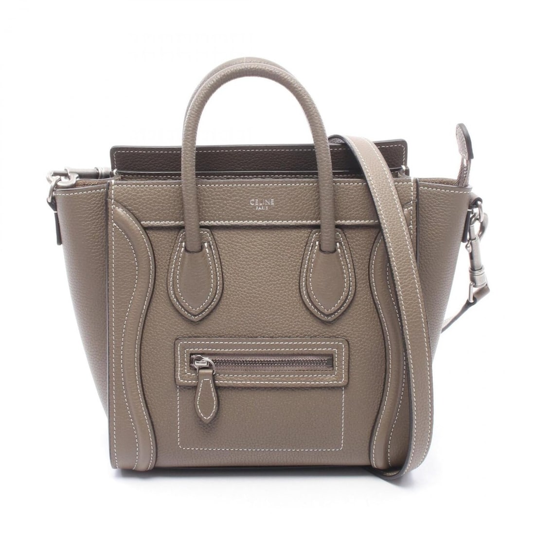 Celine Luggage Nano Shopper 2-Way Handbag, Leather, Women's, Beige, 189243 (1 of 9)
