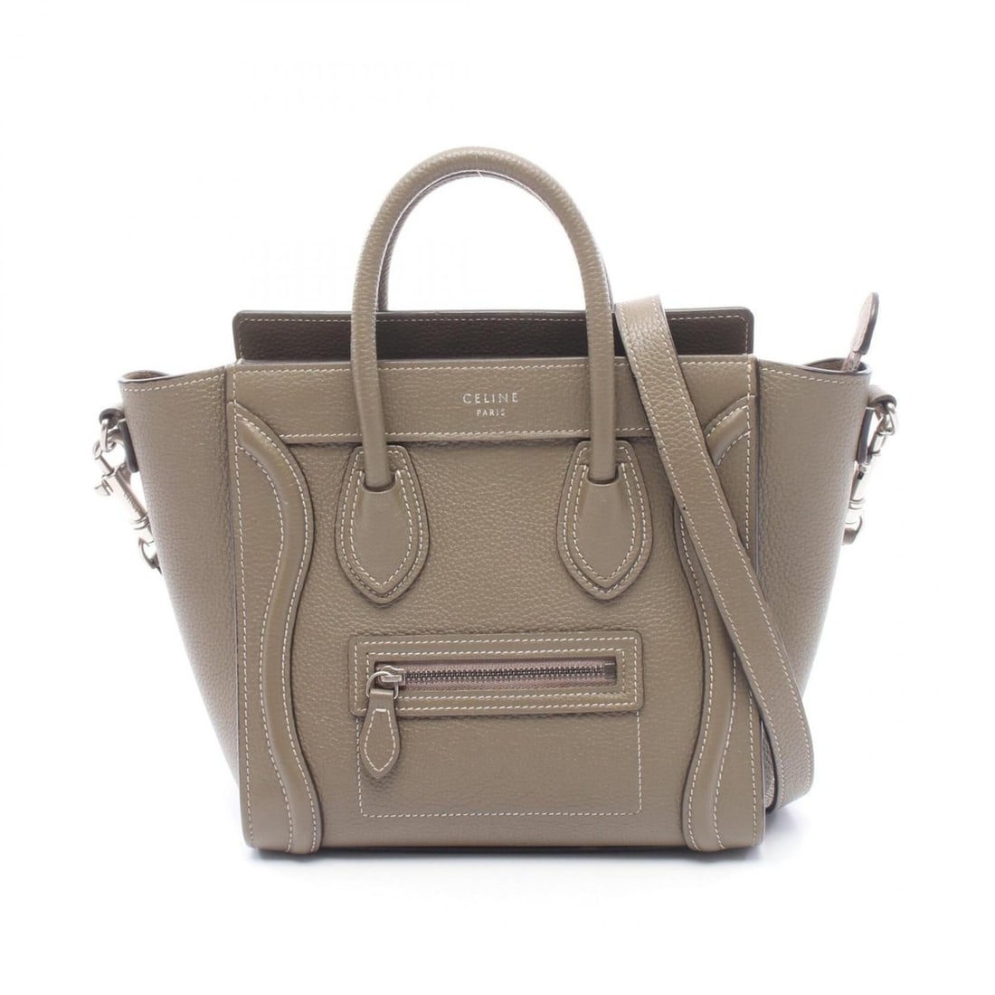 Celine Luggage Nano Shopper 2-Way Handbag, Leather, Women's, Gray (189243): --- Catalog ---Category: SizeSize (HxWxD): 20cm x 20cm x 9cm / 7.87'' x 7.87'' x 3.54''Category: DesignType: HandbagColor: GrayGender: WomenMaterial: Leather Category: GeneralMPN: 189243Brand: Celine-