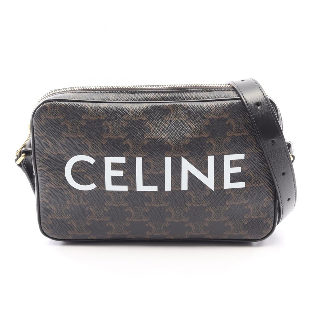Celine Triomphe Medium Messenger Bag, Shoulder Handbag, Coated Canvas, Leather, Men's & Women's,: --- Catalog ---Category: SizeSize (HxWxD): 14.5cm x 23cm x 4.5cm / 5.7'' x 9.05'' x 1.77''Category: DesignType: Handbag, Messenger bag, Shoulder bagColor: BlackGender: Men,WomenMaterial: Coated canvas