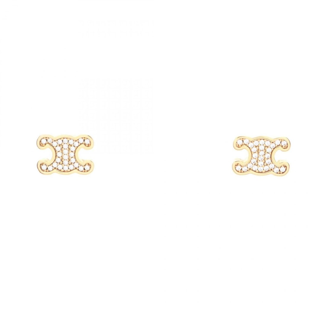 Celine Triomphe Earrings, Gold Plated (GP) Rhinestone Women's, Gold/Clear Tones, 461EZ6BZI.35OR: --- Catalog ---Category: SizeSize (HxWxD): 8.00mm x 11.00mm / 0.31'' x 0.43''Category: DesignType: Stud earringsColor: GoldStone: RhinestoneGender: WomenMaterial: Gold platingCategory: GeneralMPN: 461