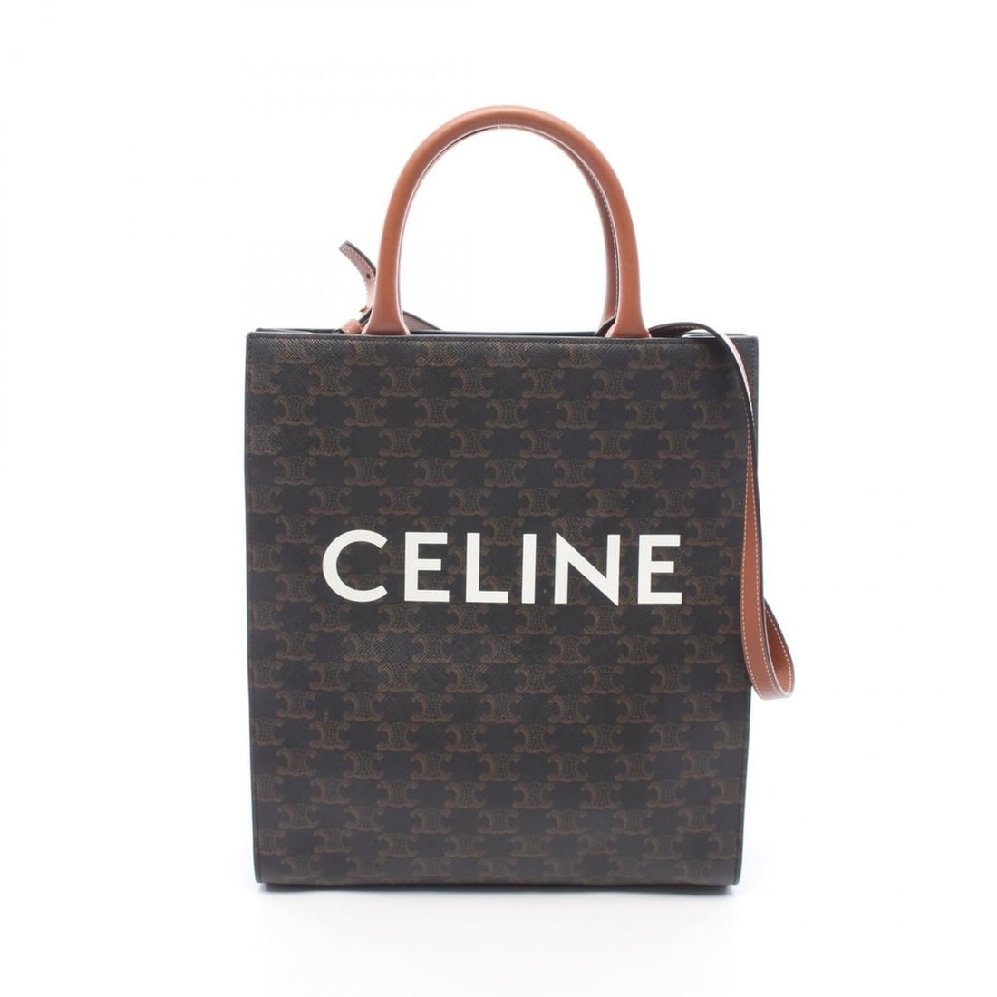Celine Small Vertical Cabas Triomphe 2-Way Tote Bag/Handbag, Coated Canvas and Leather, Women's, (1 of 14)