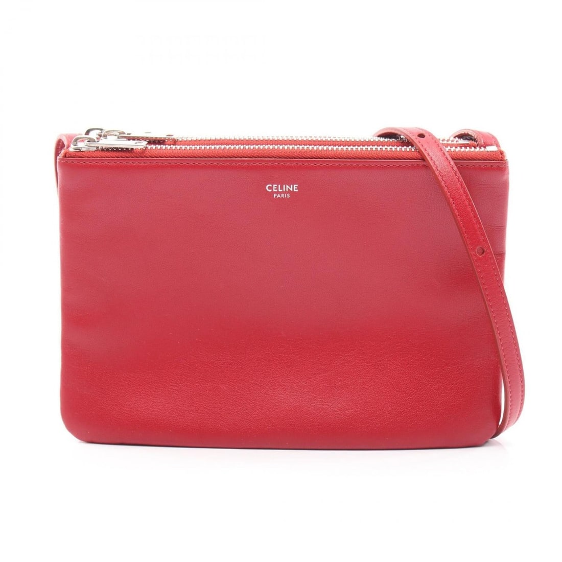 Celine TRIO SMALL Shoulder Bag/Handbag, Leather, Women's, Red, 187603 (1 of 16)