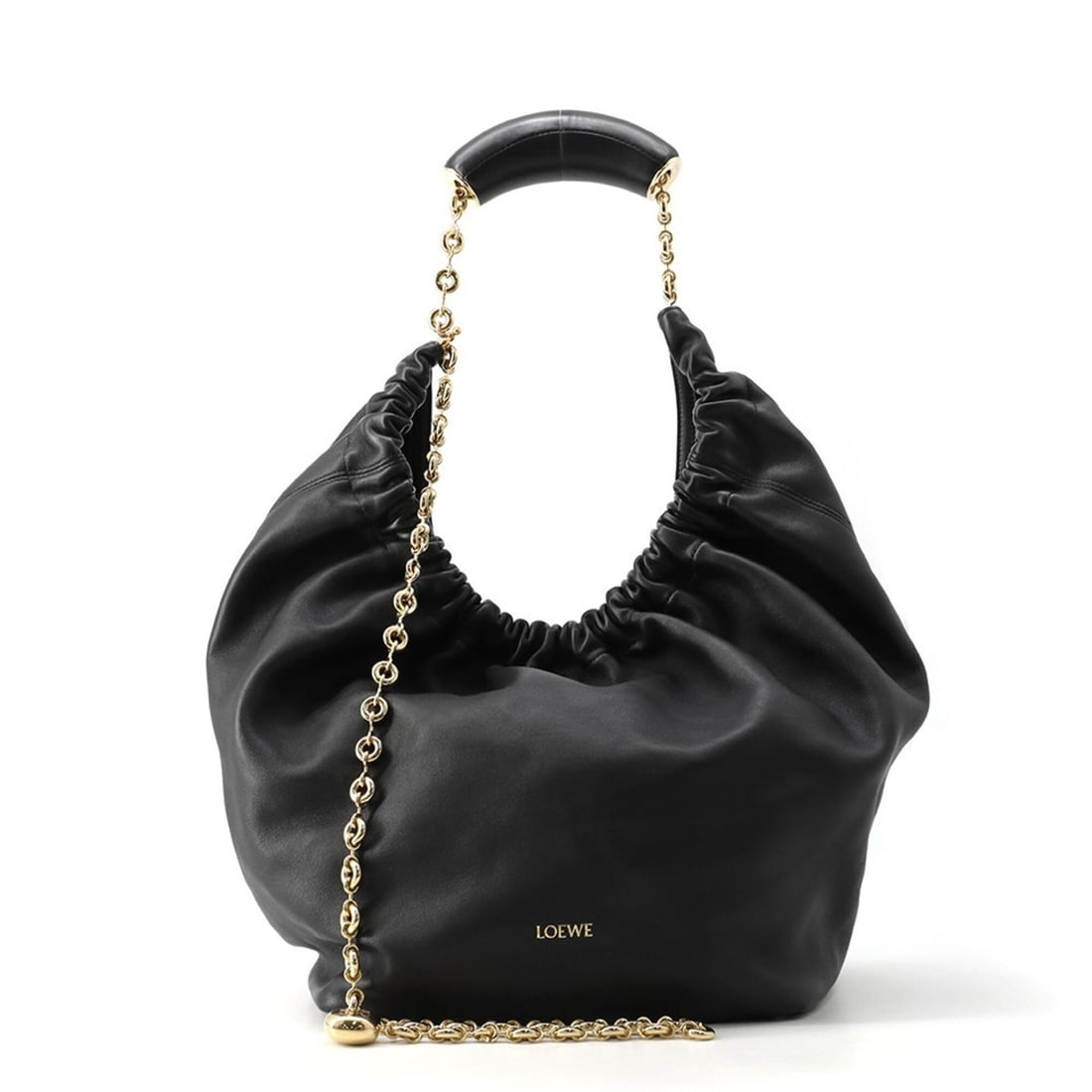 Loewe Shoulder Bag Squeeze Medium Melona Palam A914Q37X01 LOEWE 2-way Black Handbag: --- Catalog ---Category: SizeWeight: 740g / 1.63lb.Size (HxWxD): 31cm x 25cm x 14cm / 12.2'' x 9.84'' x 5.51''Strap Length: 90cm / 35.43''Category: DesignType: Shoulder bagColor: BlackMaterial: