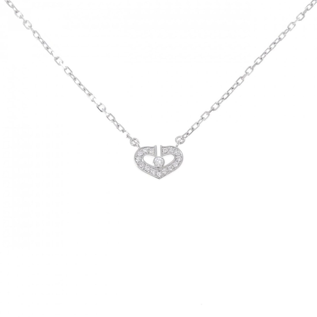 Cartier C Heart Necklace: --- Catalog ---Category: SizePendant Size: 6.9mm x 6.9mm / 0.27'' x 0.27''Neck Circumference: 37 cm - 39 cm / 14.56'' - 15.35''Category: DesignColor: White goldStone: DiamondGender: WomenMaterial: Whi