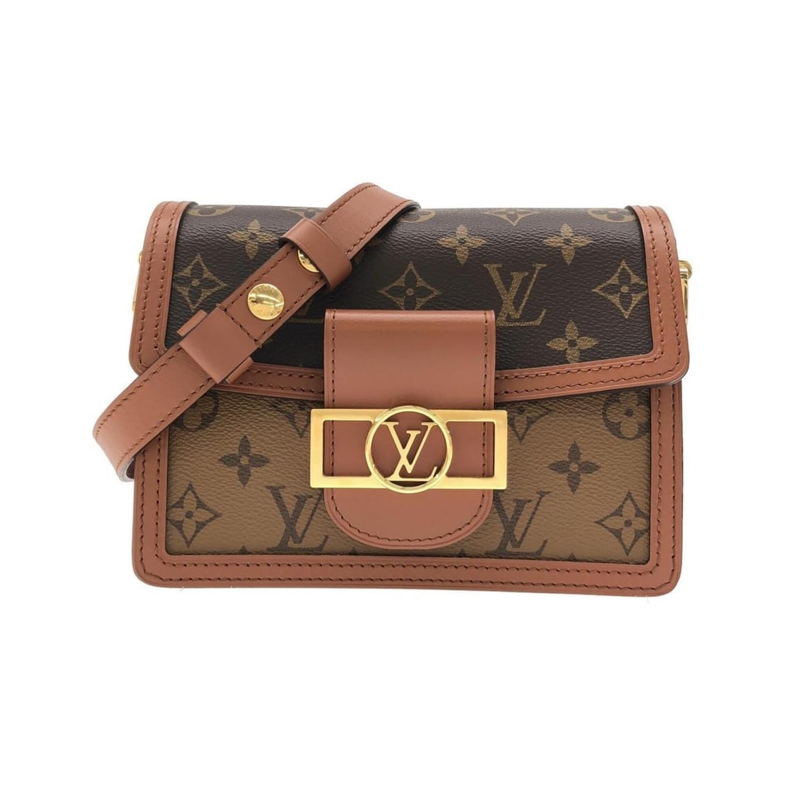 Louis Vuitton Monogram Reverse Dauphine MINI M45959 Shoulder Bag: --- Catalog ---Category: SizeSize (HxWxD): 15cm x 19.5cm x 9cm / 5.9'' x 7.67'' x 3.54''Category: DesignType: Shoulder bagColor: BrownGender: Women,MenMaterial: Coated canvas Category: GeneralMPN: M45