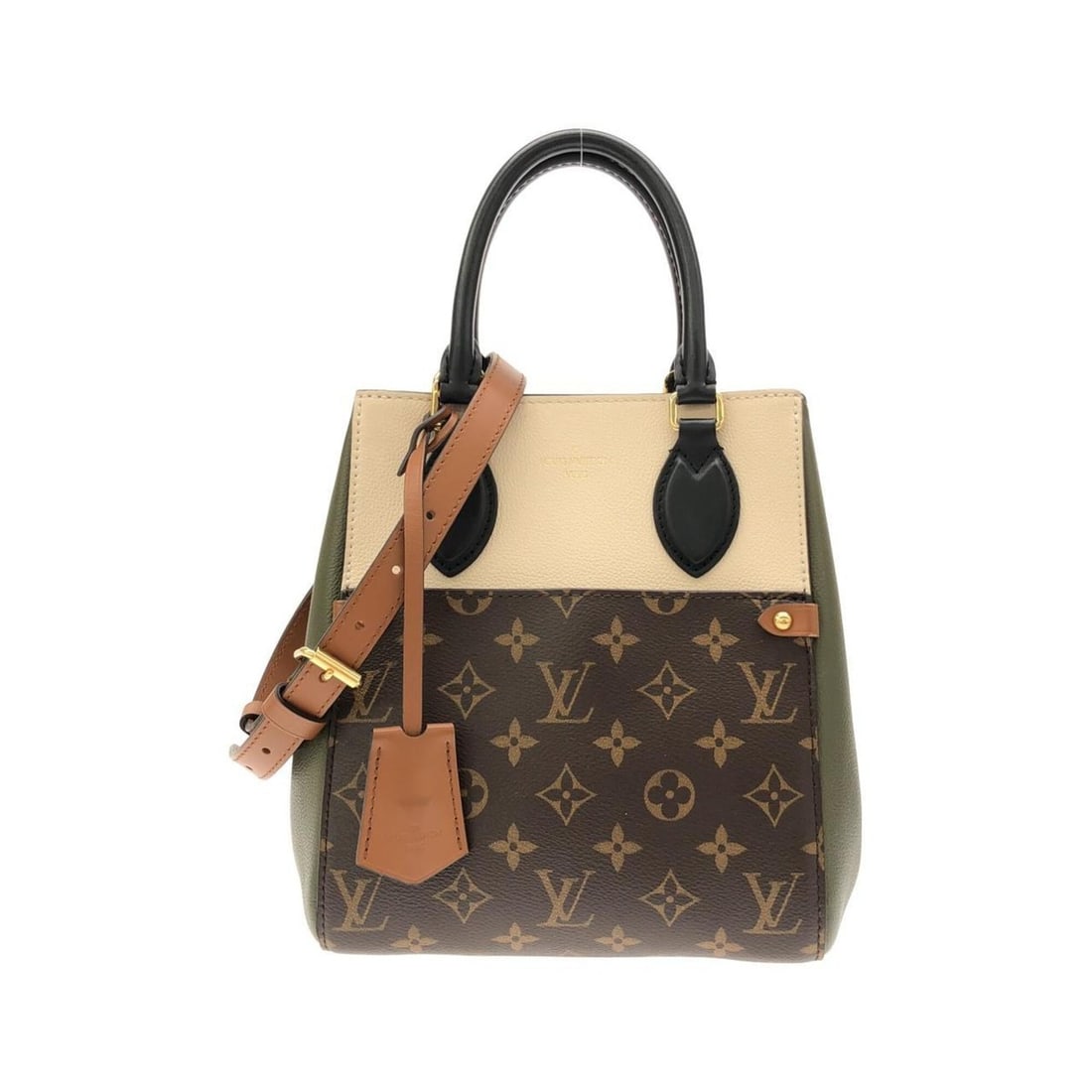 Louis Vuitton Monogram Fold Tote PM M45388 Handbag: --- Catalog ---Category: SizeSize (HxWxD): 24cm x 20cm x 17cm / 9.44'' x 7.87'' x 6.69''Category: DesignType: HandbagColor: Cream, Khaki, NoirGender: Women,MenMaterial: Coated canvas , Leather Leather