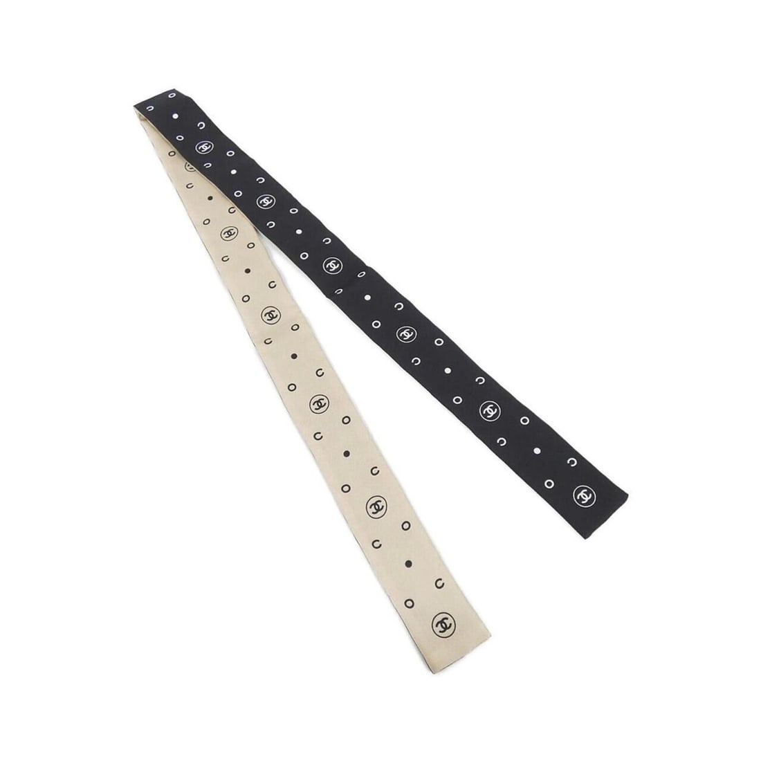 Chanel AA8346 Hairband: --- Catalog ---Category: SizeSize (LxW): 3.5cm x 90cm / 1.37'' x 35.43''Category: DesignType: HeadbandColor: Black, IvoryGender: WomenMaterial: SilkCategory: GeneralMPN: AA8346Brand: Chanel--- Item