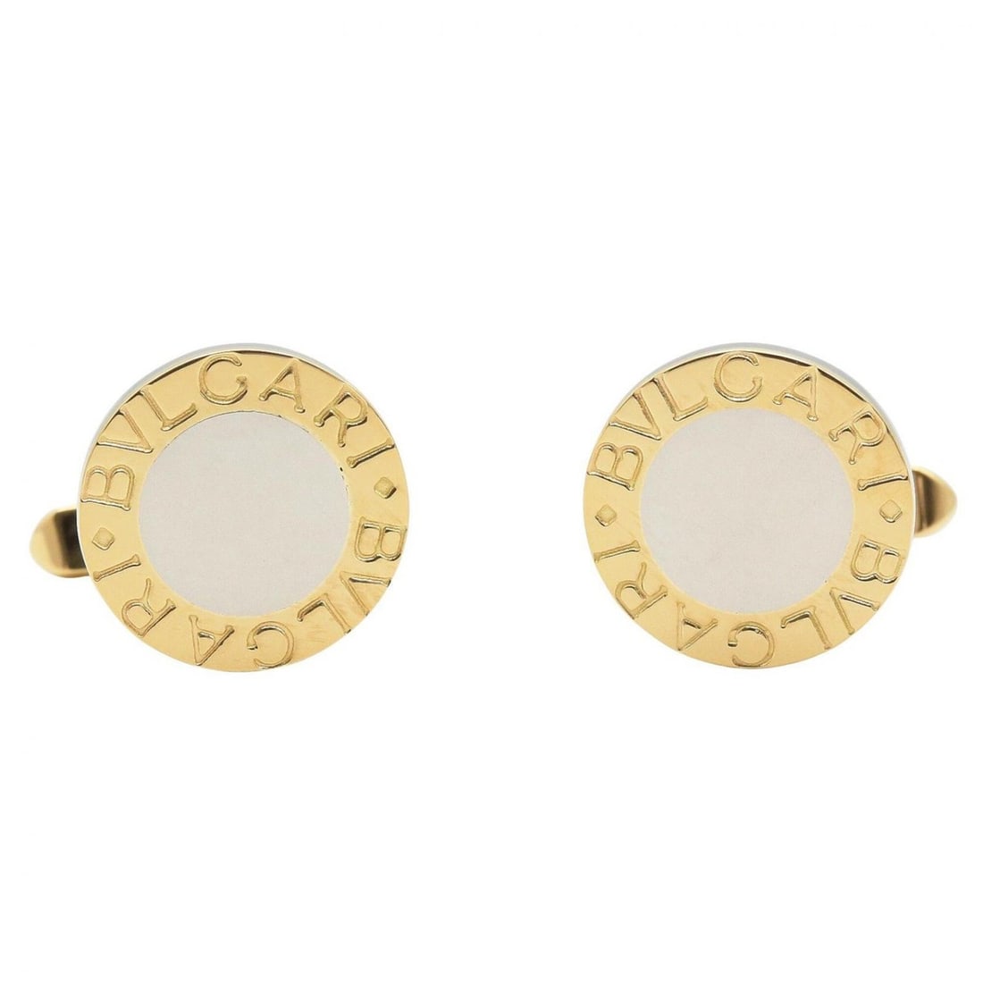 BVLGARI Cufflinks Accessory 18K Yellow Gold Stainless Steel Women's Silver/Gold Tone: --- Catalog ---Category: SizeSize (HxWxD): 14.80mm x 14.80mm / 0.58'' x 0.58''Category: DesignType: CufflinksColor: Gold, SilverGender: MenMaterial: Stainless steel, Yellow gold (18K)Category: General
