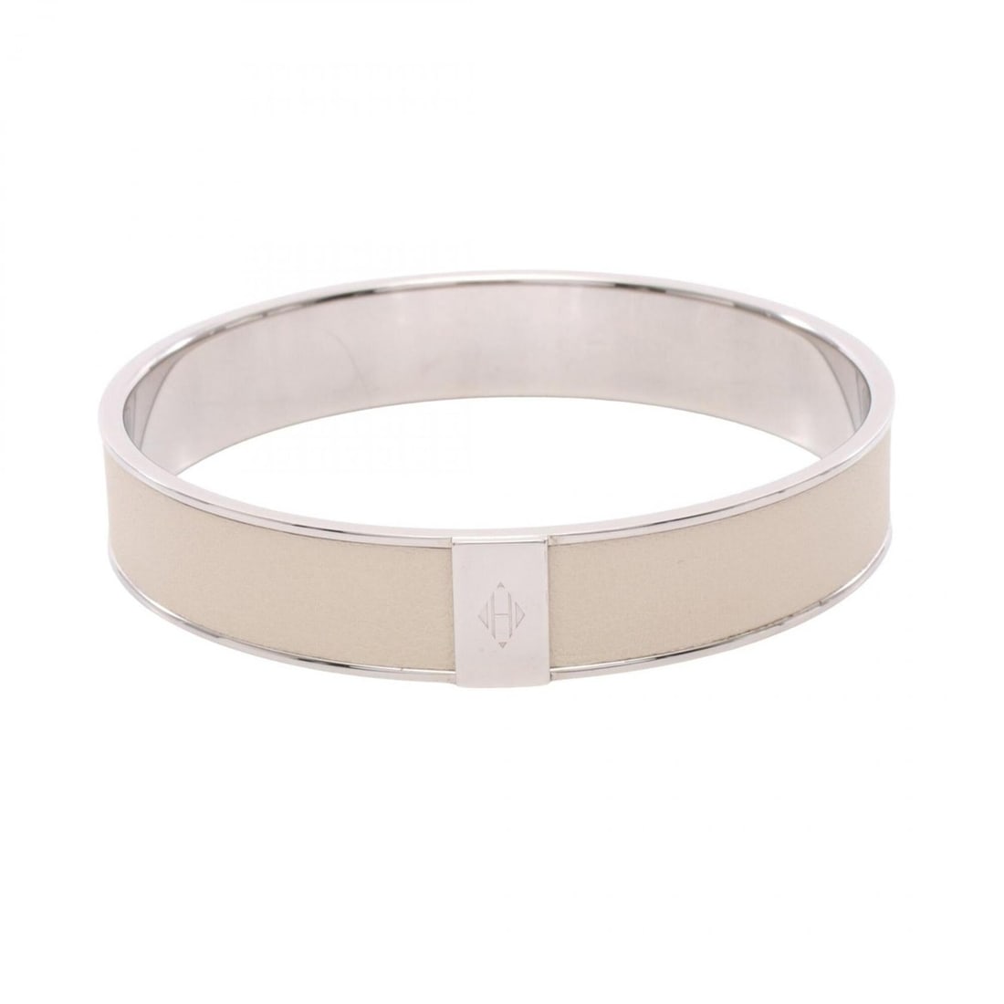 Hermes bangle accessory, stainless steel and leather, women's, silver/white.: --- Catalog ---Category: DesignType: BangleColor: Silver, WhiteGender: WomenMaterial: Leather, Stainless steelCategory: GeneralBrand: Hermes--- Item List ---Section: ConditionRanking: Rank A Used - A 
