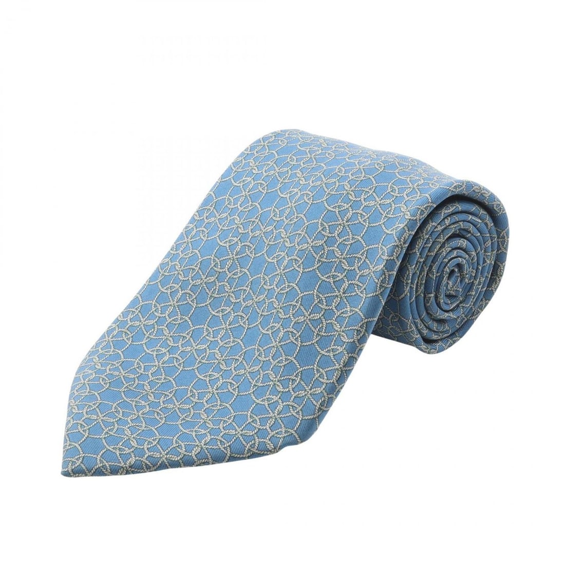 Hermes HERMES Rope Pattern Tie, Clothing, Silk, Men's, Blue, 7822UA (1 of 8)
