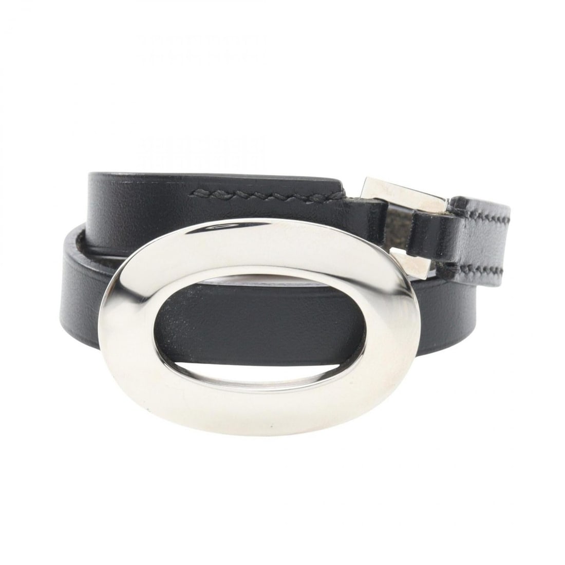 Hermes Double Tour Bracelet, Stainless Steel, Veau Swift Leather, Women's, Black/Silver.: --- Catalog ---Category: SizeLength: 15.5cm / 6.1''Category: DesignType: Charm braceletColor: Black, SilverGender: WomenMaterial: Stainless steel, Swift leatherCategory: GeneralBrand: Hermes--- Item L